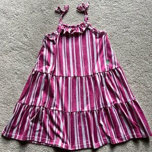 Pink and White Striped‎ Sleeveless Dress